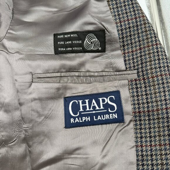 Chaps Ralph Lauren Vintage Houndstooth Wool Blazer Sport Jacket 42 Long Canada - Picture 7 of 16